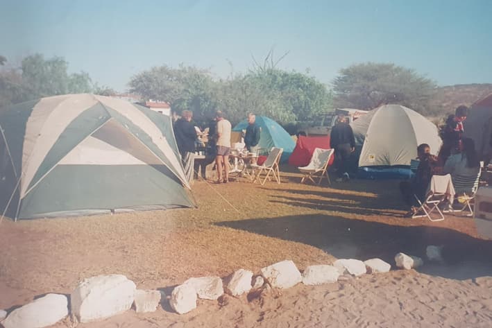 Shaun camping in Namibia